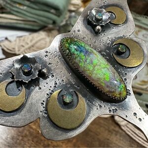 Chromafusion Luna Moth Ethiopian Opal necklace Monarch Opal and Moonstone